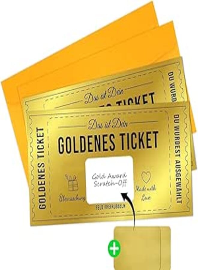 fashion mania 2Pcs Scratch Card Coupons with You Own Contents, Golden Tickets, Cards as Birthday Gifts, Surprise, Mystery
